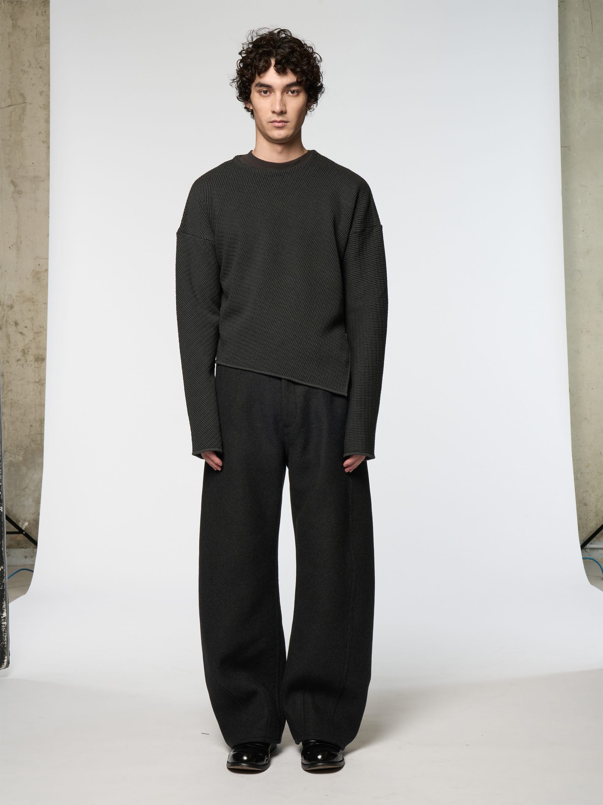 OMAR AFRIDI SLANTED CREWNECK JUMPER NIGHTHAWKS OA2025AW006A NIGHTHAWKS