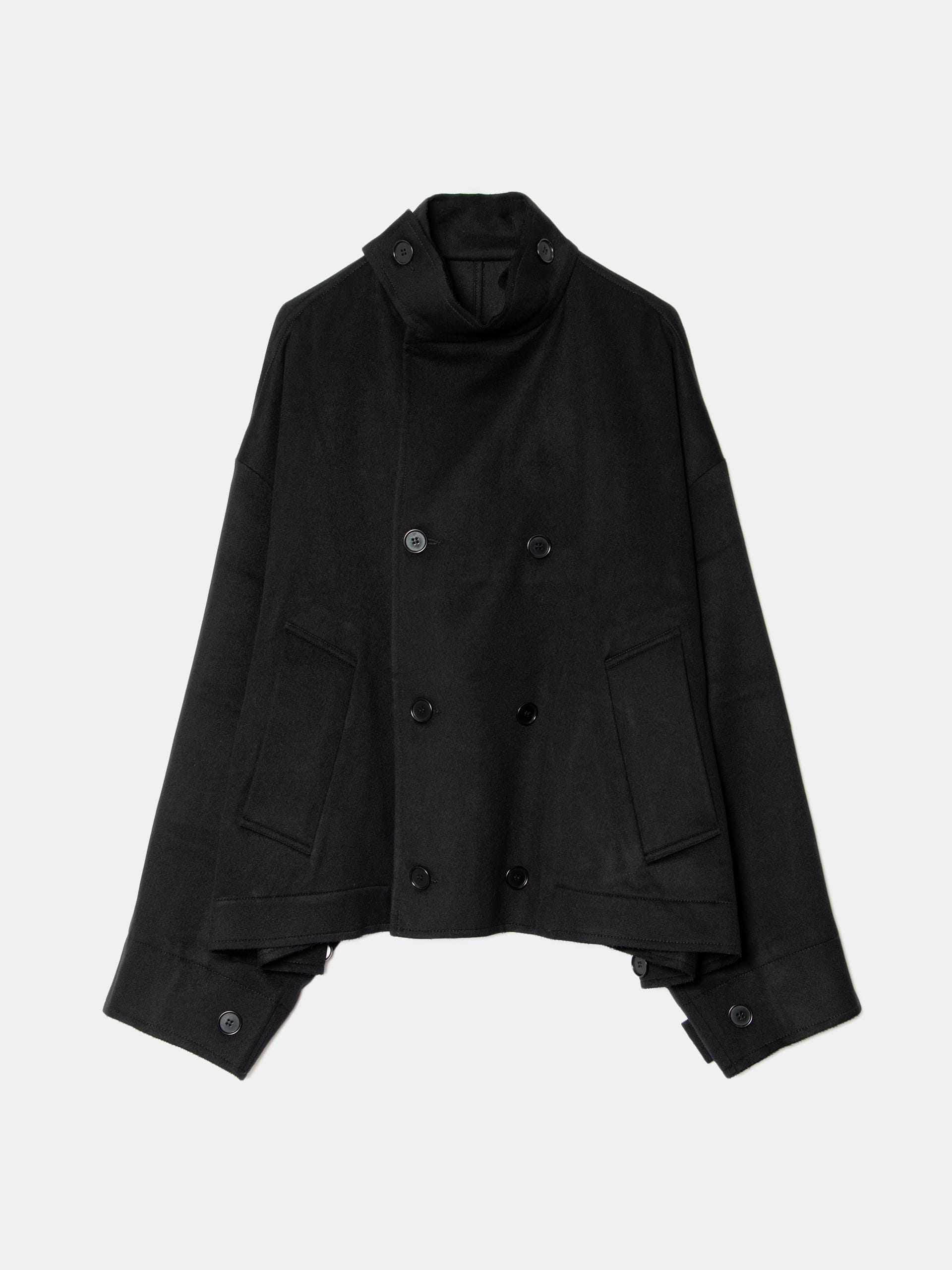 Gabriela Coll Garments Heavy Wool Cropped Oversized Jacket NIGHTHAWKS GC2025AW002A NIGHTHAWKS